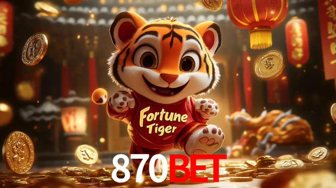 O alegre personagem do Fortune Tiger correndo sobre um caminho de moedas de ouro, simbolizando os grandes prêmios e a diversão do popular jogo de slot do 870bet.